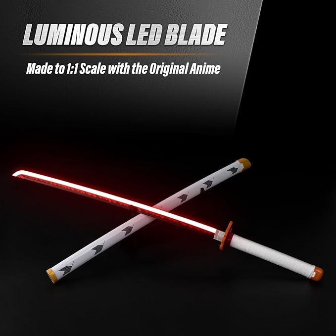 Rengoku Wooden Sword Nichirin Life Light Up Glow-Katana