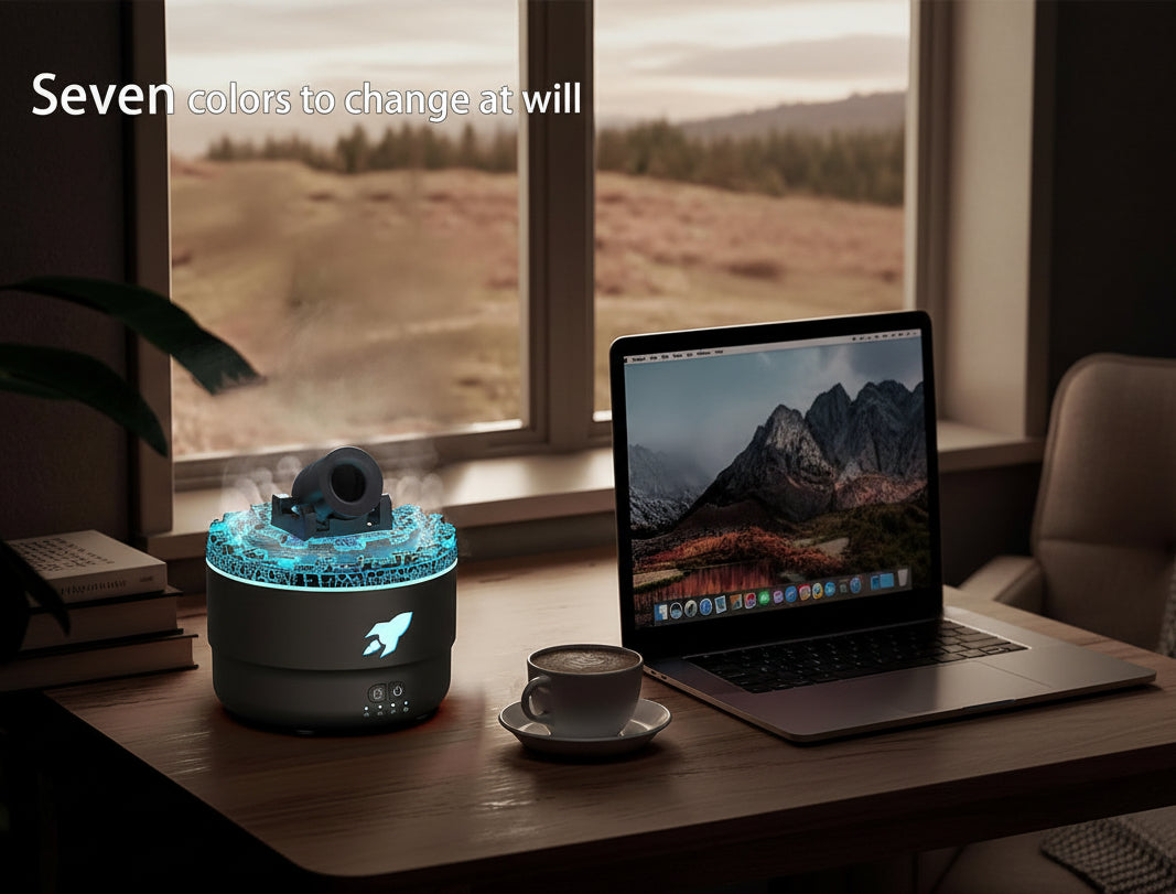 Cannon Blast Ring Humidifier Aromatherapy Diffuser with 7 Colors LED Light and Timer