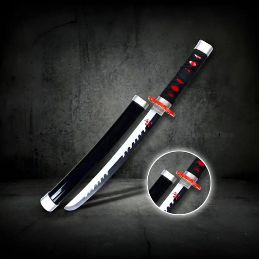 Tanjiro Fire Blade Wooden Katana 42 cm With Stand (Demon Slayer)