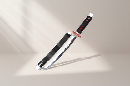 Tanjiro Fire Blade Wooden Katana 42 cm With Stand (Demon Slayer)