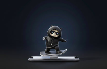 Skateboarding Cute Panda Auto Sliding Motion Decor, Cool Sliding Car Dashboard Figurines