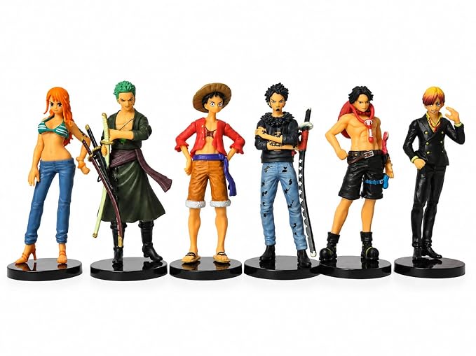One Piece Anime Figure Set of 6 | Premium PVC Collectible Action Figures | Luffy, Zoro, Nami, Ace, Law & Sanji