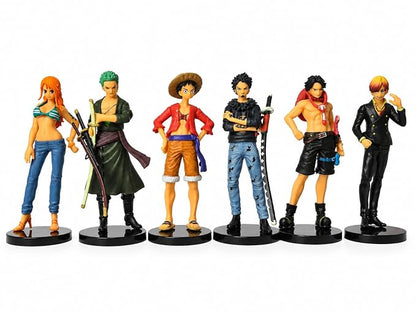 One Piece Anime Figure Set of 6 | Premium PVC Collectible Action Figures | Luffy, Zoro, Nami, Ace, Law & Sanji