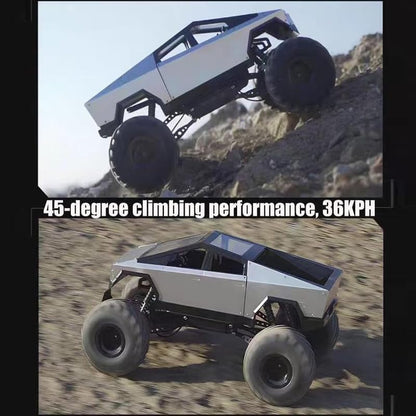 Rc Cybertruck Monster Style Truck Metal Body, 4WD High-Speed Off-Road Remote Control with 2.4GHz Controller Climbing Truck with Aluminum Shocks