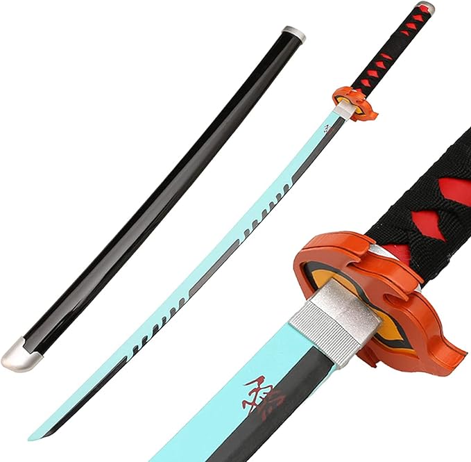 Tanjiro Fire Blue Blade 104 cm Katana Fully Assembled