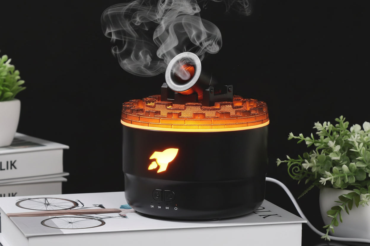 Cannon Blast Ring Humidifier Aromatherapy Diffuser with 7 Colors LED Light and Timer