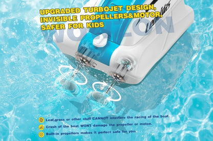 RC Speed Boat for Pools and Lakes 4 Channel 2.4GHZ Remote Control, and Rechargeable Boat Battery