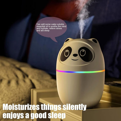 Mini Panda Cool Mist Humidifier Portable Desk Diffuser 2 Mist Spray Modes Humidifier with LED Night Light