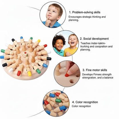 Wooden Memory Chess Game Brain-Boosting | Fun Learning Gift for Boys & Girls
