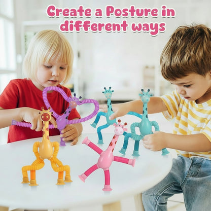 LongeePop Giraffe Telescopic Suction Cup Toy, Pop Tubes Fidget Toy for Kids