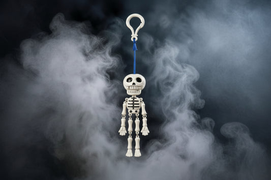 Funny Moving Mouth Skeleton Keychain | Pull String Talking Skull Doll Key Ring, Hanging Car Rear View Mirror Charm