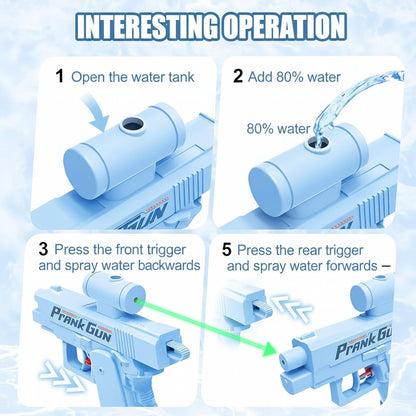 Prank Reverse Water Gun Two Way Front and Rear, Double Spray Squirt Gun Toy for Kids and Adults Ideal for Summer, Pool, Beach