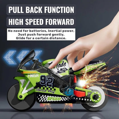 Mini Sparking Bike Toy Keychain – Pull Back, Pop Wheelies & Ignite the Fun