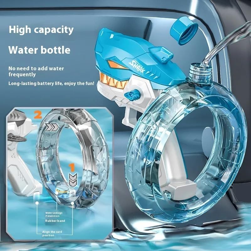 Shark Water Gun Automatic Electric Continuous Firing Water Gun Fun Outdoor Water Blaster for Boys & Girls Beach High Pressure Automatic Spray for Holi Water Play Game etc (Random Colour))