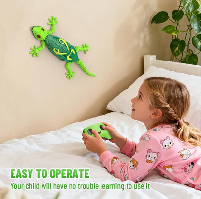 RC Gecko Crawling Lizard along Walls and Ceilings with Luminous LED Eyes, Remote Control, Realistic Movements 4+ years