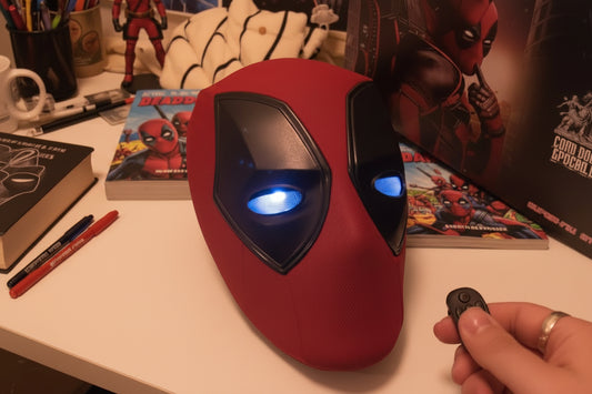 Deadpool 3 Mask Ring Control Light Up Movable Eyes - Wearable Cosplay Collectible Mask