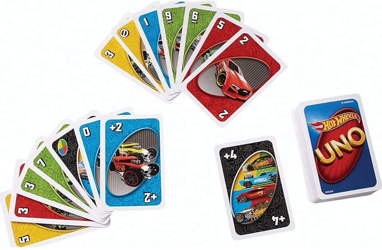 UNO Hot Wheel Playing Cards Game for kids and family Fun Game Pack of 3