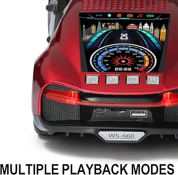Bugatti Chiron Wster WS-660 Wireless Bluetooth Speaker 15 Watts| With LED Party Light, TWS Pairing, FM Radio, USB, TF Card, Portable Speaker