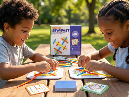 Sew Speed Threading Board Game Thread Matching Puzzle Game with Cards and Lacing Boards Skill Based Educational Board Game