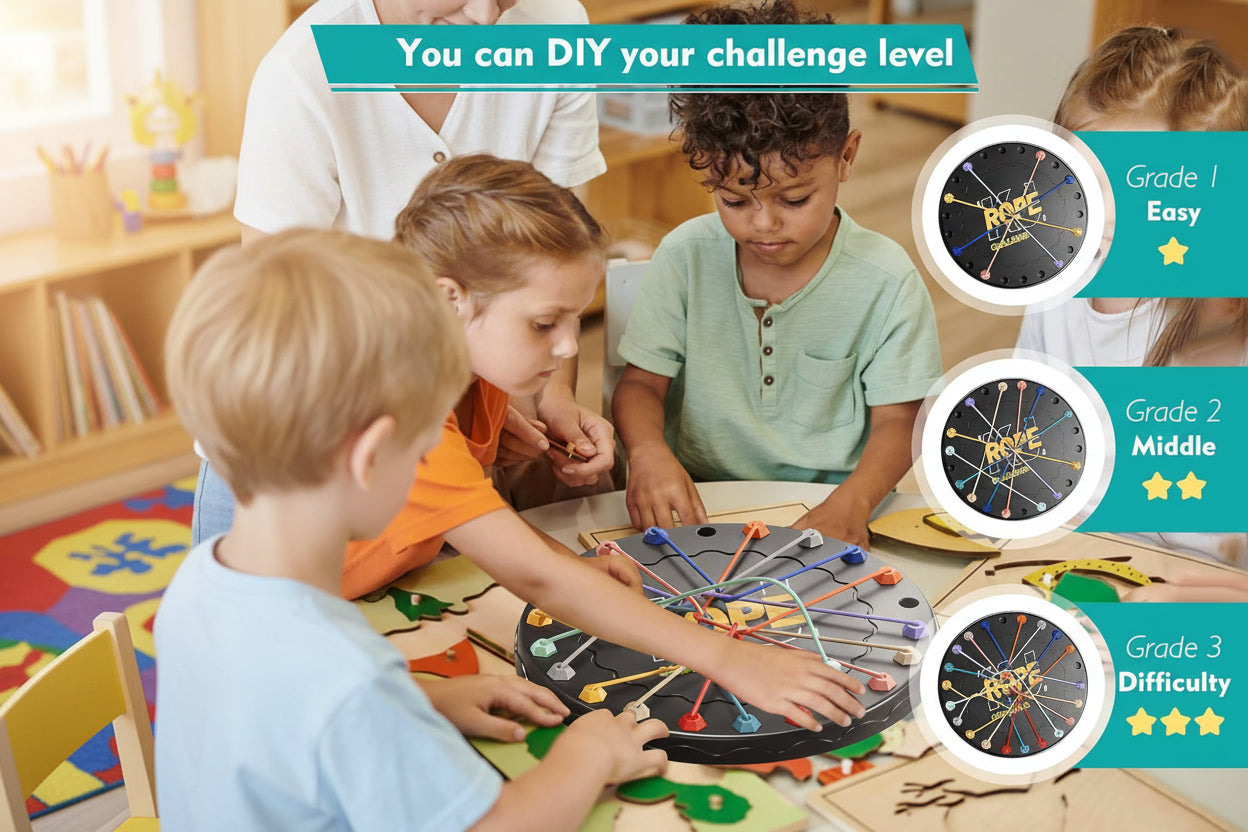 Untangling Twisted Rope Puzzle Game, Interactive Puzzle Board Game with 10 Elastic Ropes, Brain Boosting Family Game for Ages 3+