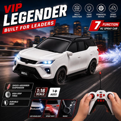 SUV RC VIP Legender with Smoke 1:18 Scale, Rechargeable Remote Control Car with LED Lights Music, USB Charging, 2.4GHz Controller, Toy Car for Kids