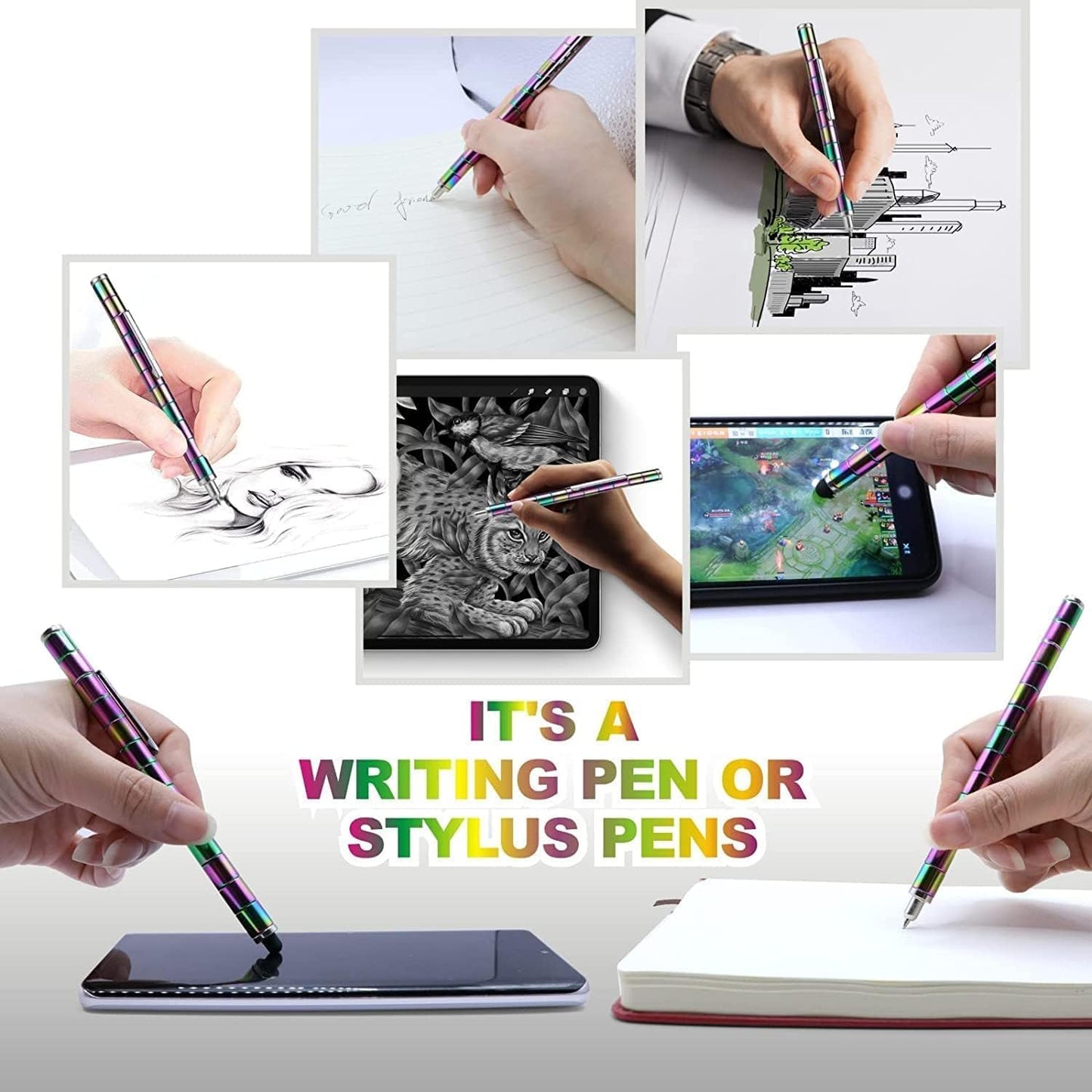 MagMorfex Multi-Color Magnetic Toy Pen, Deformable Fidget Pen with Steel magnetic Balls, Creative DIY Building Stress Relief Ballpoint Pen & Touchscreen Stylus, Cool Tech Gadget Gift for Boys & Girls