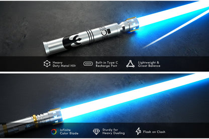 Dueling Xenopixel Light Saber, Xenopixel 3.0 Sensitive Motion Control Smooth Swing Heavy Duty Saber with 16GB SD Card 34 Sound Fonts Infinite Color Change for Adults Cosplay Gifts