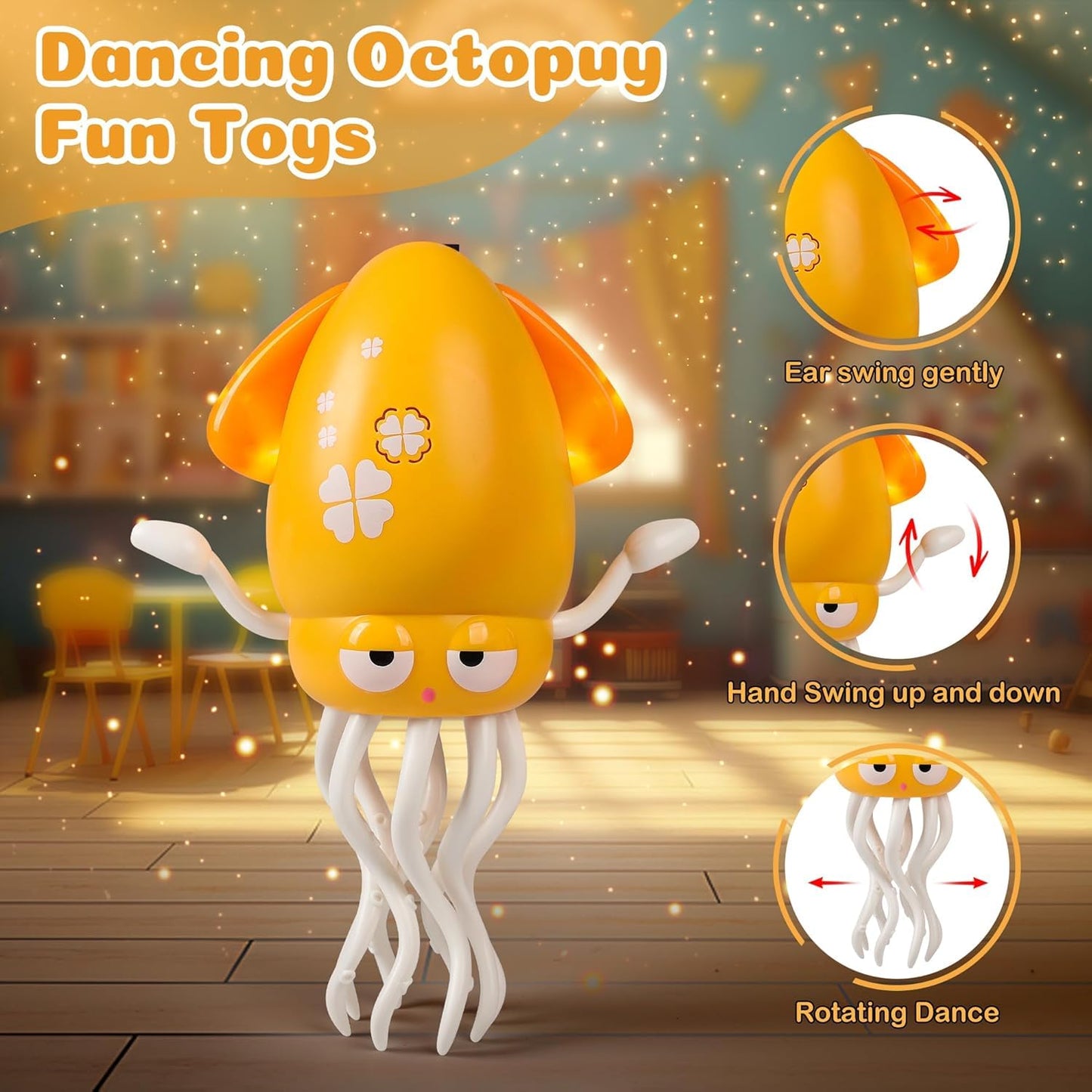Dancing Octopus Electric Toy with Led Light and Music Playful Automatic Evasion Crawling Dancing Octopus with Fishing Rod Smart Tentacle Explorer Dancing Squid Toy Baby Toys