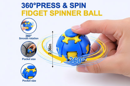 Press to Spin Fidget Ball, 360 Degree Rotating Spinner Portable Stress Relief Toy