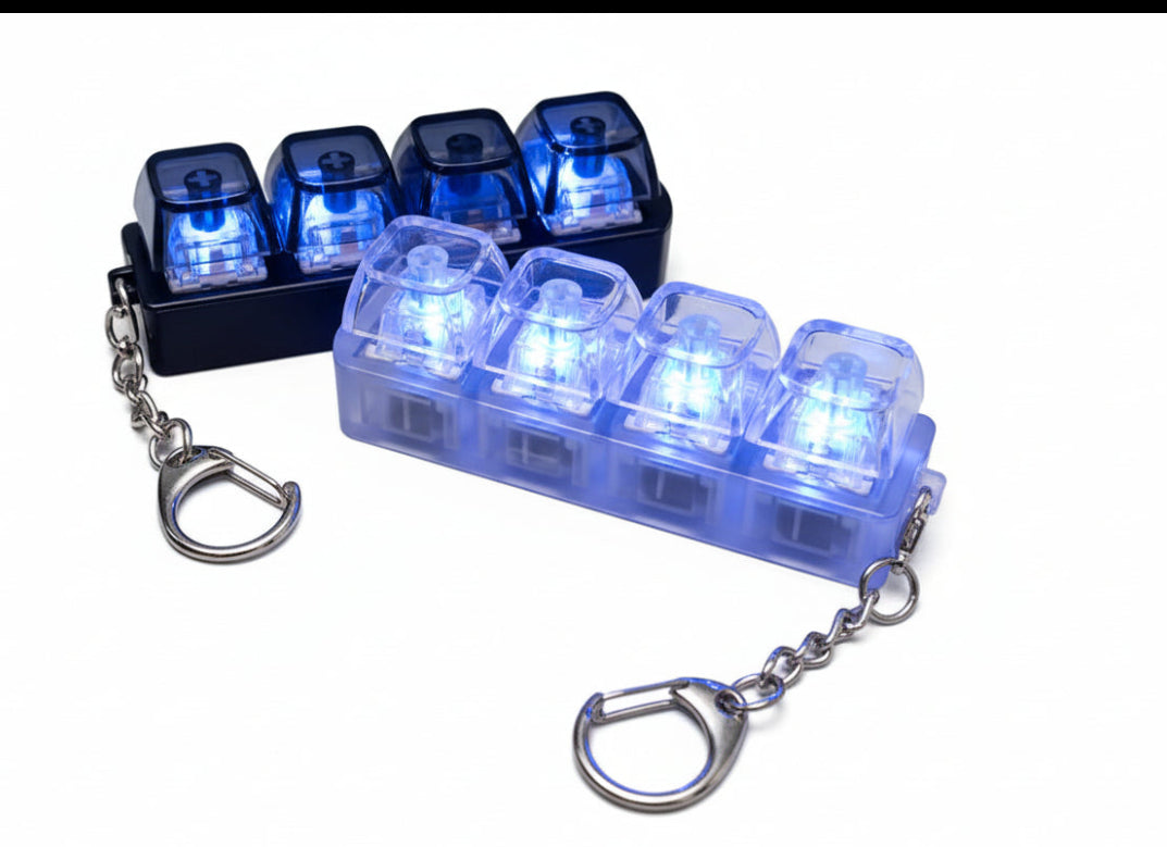 4-in-1 LED Keyboard Fidget Toy | Clicky Mechanical Buttons | Portable Stress & Anxiety Relief Gadget for Desk, Travel & Study