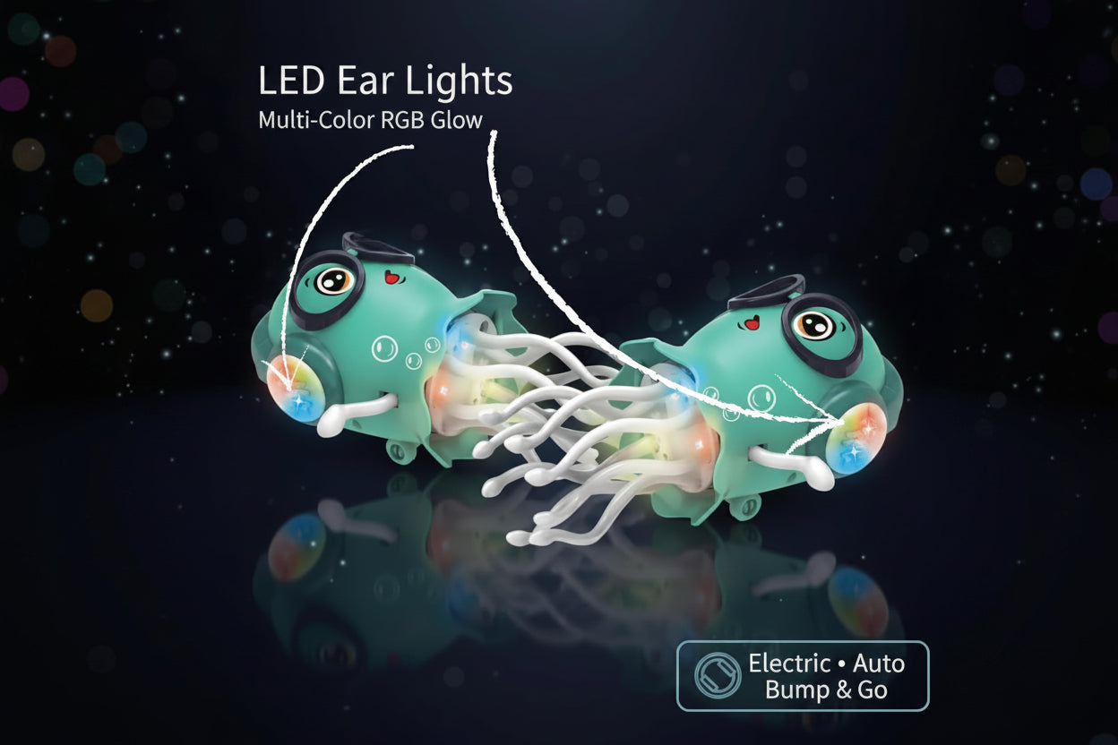Dancing Jellyfish Toy for Kids with Music, LED Lights & 360° Bump-and-Go Action – Battery Operated