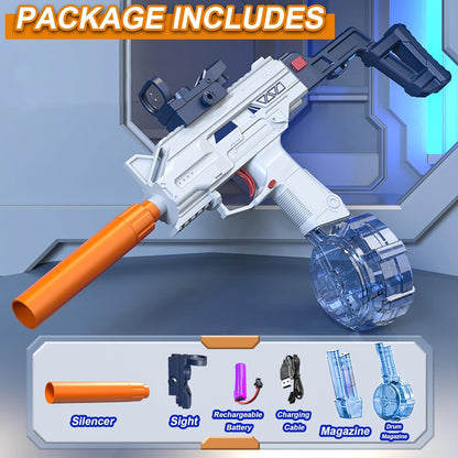 Uzi Electric Automatic Powerful Water Gun with 30-35Ft Range - 500CC+60CC Large Capacity Rechargeable | High Pressure Mechanism for Kids Holi Party and Outdoor Water Fun (Random Colour)