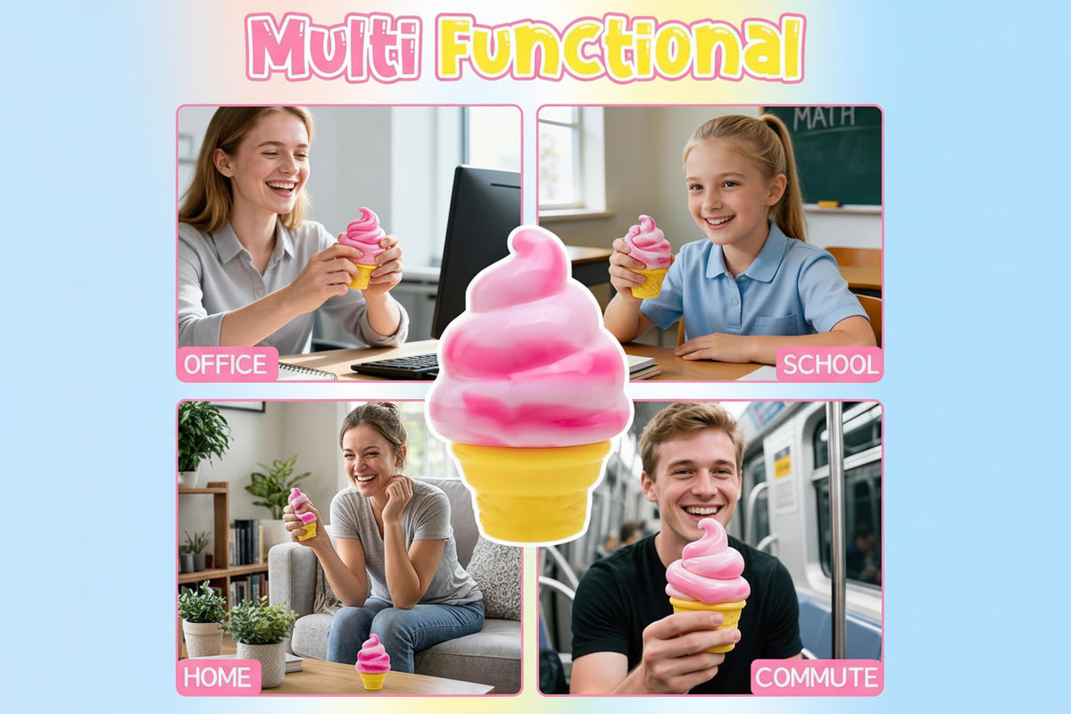 Ice Cream Squeeze Cone Squishy Toy Slow Rising Sensory Fidget Toy for Anxiety Relief