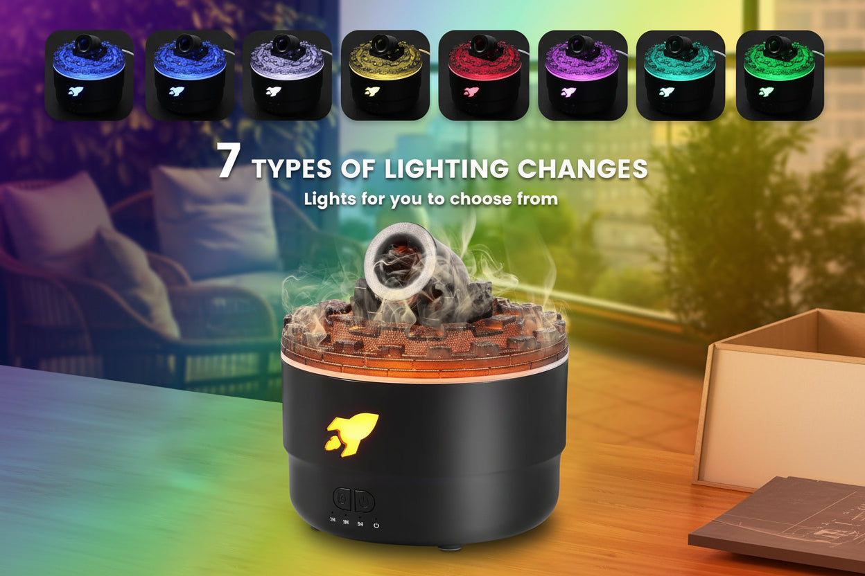 Cannon Blast Ring Humidifier Aromatherapy Diffuser with 7 Colors LED Light and Timer