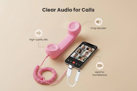 Retro Talkie Handset for Mobile Phones – Classic Wired Phone with Type-C Connector, Vintage Landline for iPhone, Android, Smartphone, Call Receiver, Stylish Phone Accessory