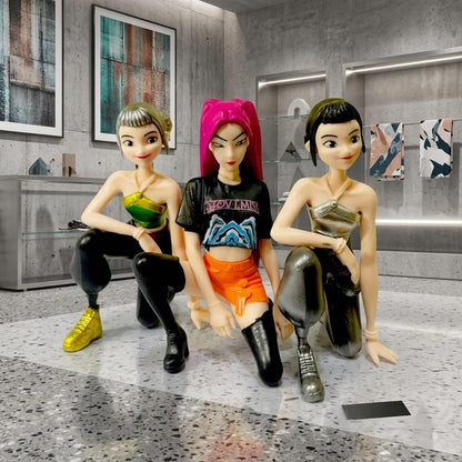 K-Pop Demon Hunter Korean Pop Star Girl Group Dolls Sitting Set of 6pcs