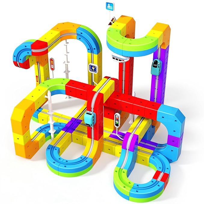 Magical Anti Gravity Racing Train Track Set 51 Pcs with Motorized Train & Flexible 3D Tracks | STEM Learning Toy for Kids 3+