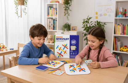 Sew Speed Threading Board Game Thread Matching Puzzle Game with Cards and Lacing Boards Skill Based Educational Board Game