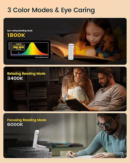 Usb Rechargeable Book Light For Reading In Bed, Portable Clip-On Led Reading Light, 3 Amber Colors & 5 Brightness Dimmable, Compact & Long Lasting, Perfect For Book Lovers