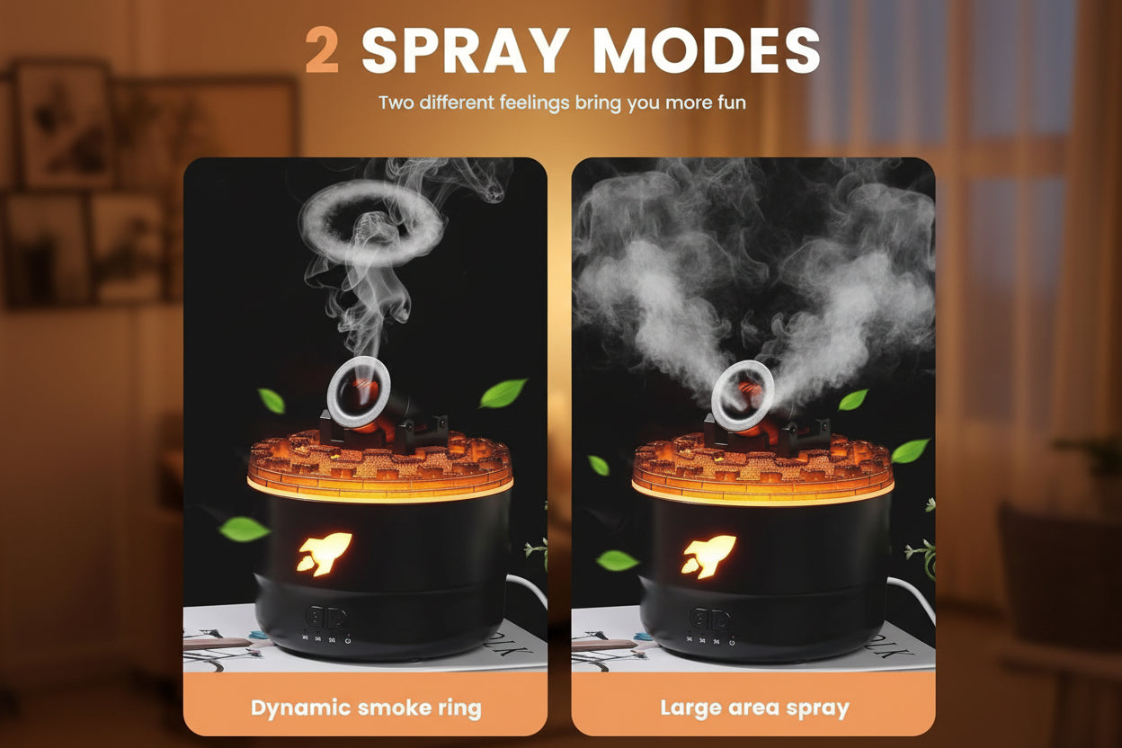 Cannon Blast Ring Humidifier Aromatherapy Diffuser with 7 Colors LED Light and Timer