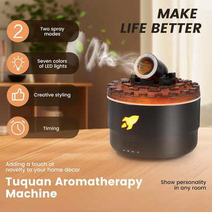 Cannon Blast Ring Humidifier Aromatherapy Diffuser with 7 Colors LED Light and Timer