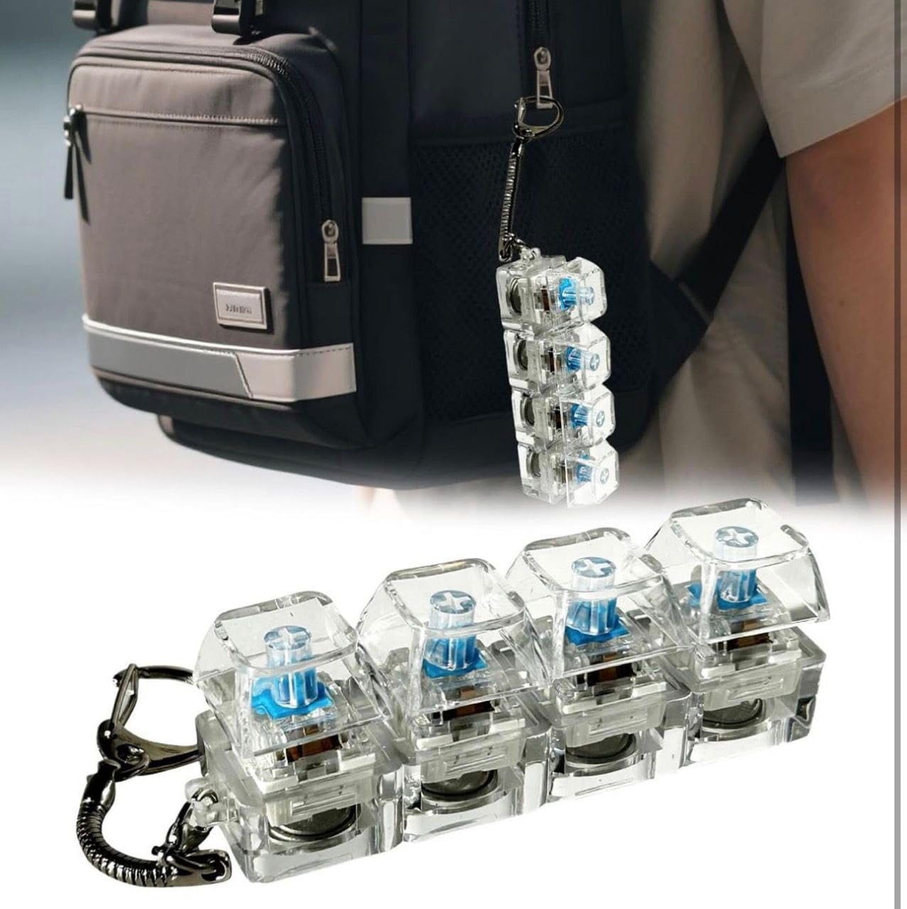 4-in-1 LED Keyboard Fidget Toy | Clicky Mechanical Buttons | Portable Stress & Anxiety Relief Gadget for Desk, Travel & Study