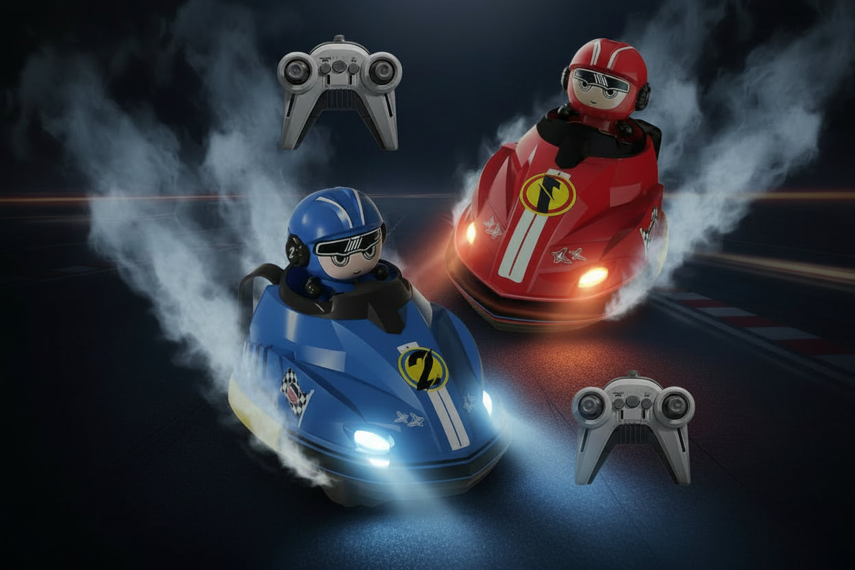 High-Speed Go Kart Remote Control Car with Smoke mobile app control for Kids RC Collision Cars