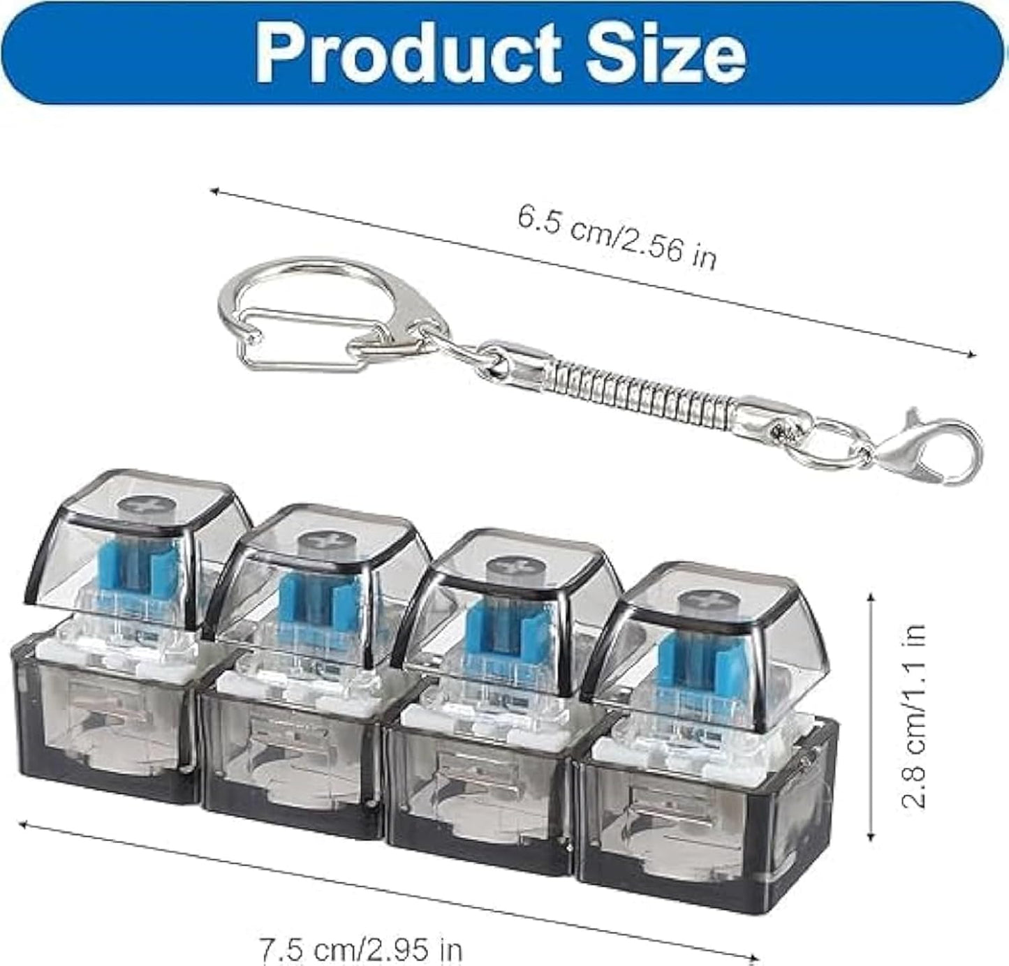 4-in-1 LED Keyboard Fidget Toy | Clicky Mechanical Buttons | Portable Stress & Anxiety Relief Gadget for Desk, Travel & Study