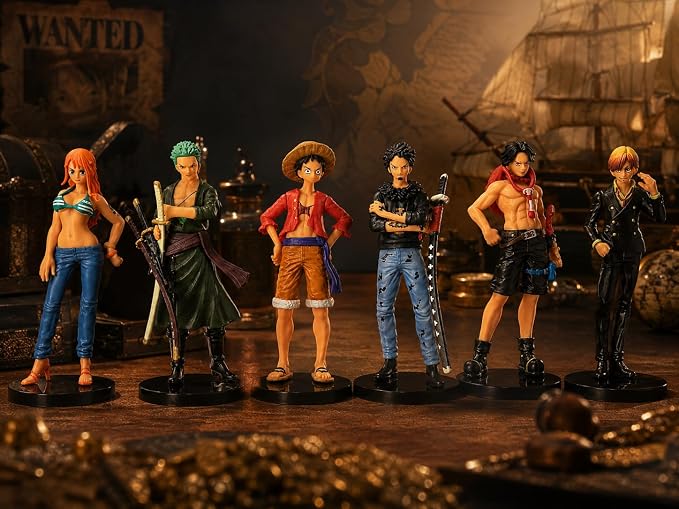 One Piece Anime Figure Set of 6 | Premium PVC Collectible Action Figures | Luffy, Zoro, Nami, Ace, Law & Sanji