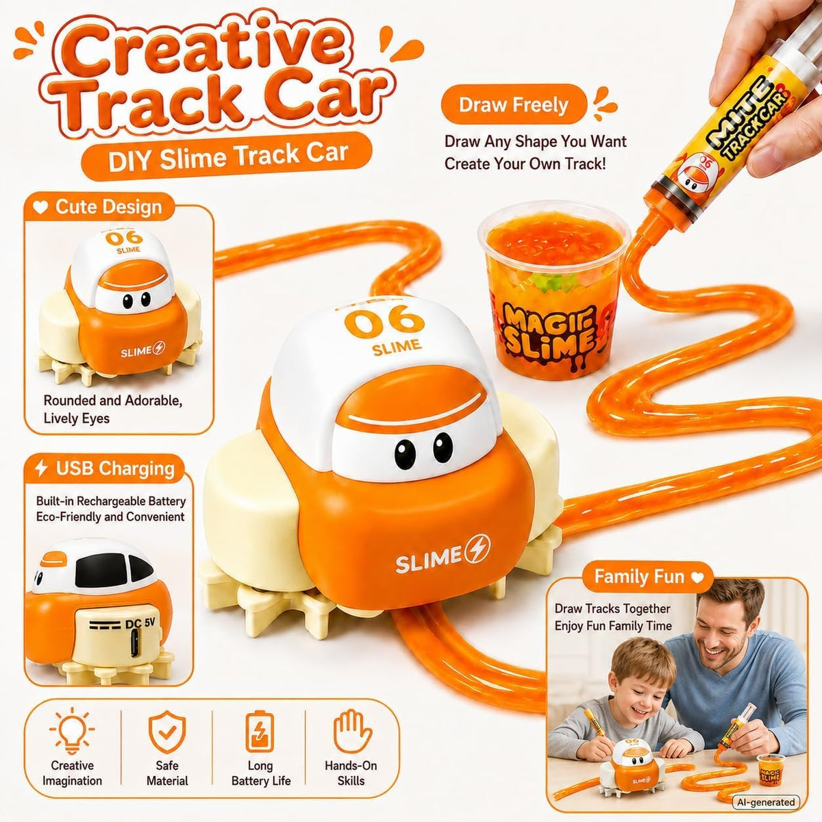 DIY Magical Slime Track Car Track Making Toy Creative Racing Fun for kids