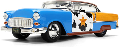 Toy Story Woody 1955 Chevrolet Bel Air Die-Cast Car with Figure 1:24 Scale – Hollywood Rides Collectible Toys