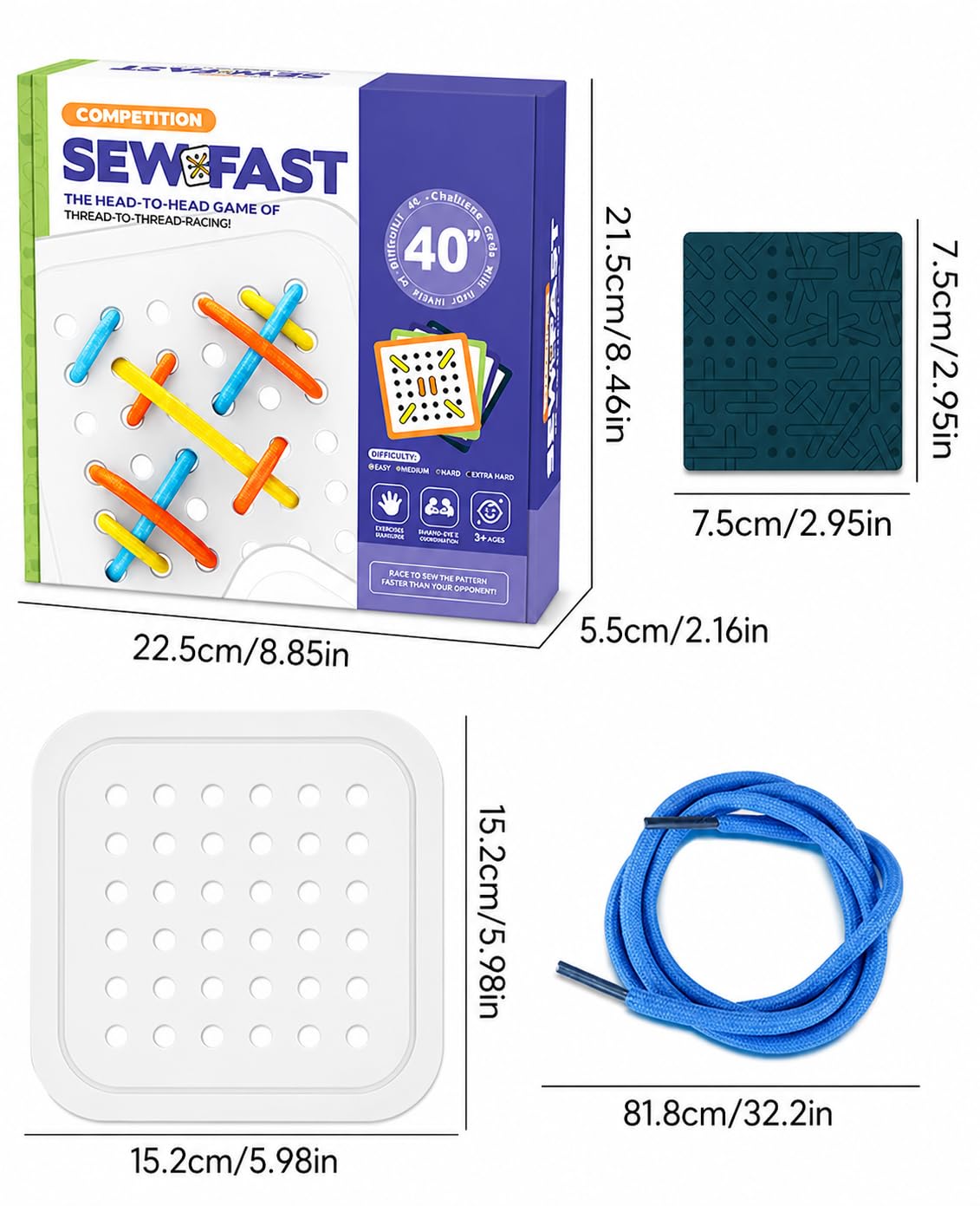 Sew Speed Threading Board Game Thread Matching Puzzle Game with Cards and Lacing Boards Skill Based Educational Board Game