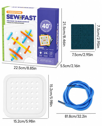 Sew Speed Threading Board Game Thread Matching Puzzle Game with Cards and Lacing Boards Skill Based Educational Board Game