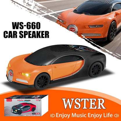 Bugatti Chiron Wster WS-660 Wireless Bluetooth Speaker 15 Watts| With LED Party Light, TWS Pairing, FM Radio, USB, TF Card, Portable Speaker